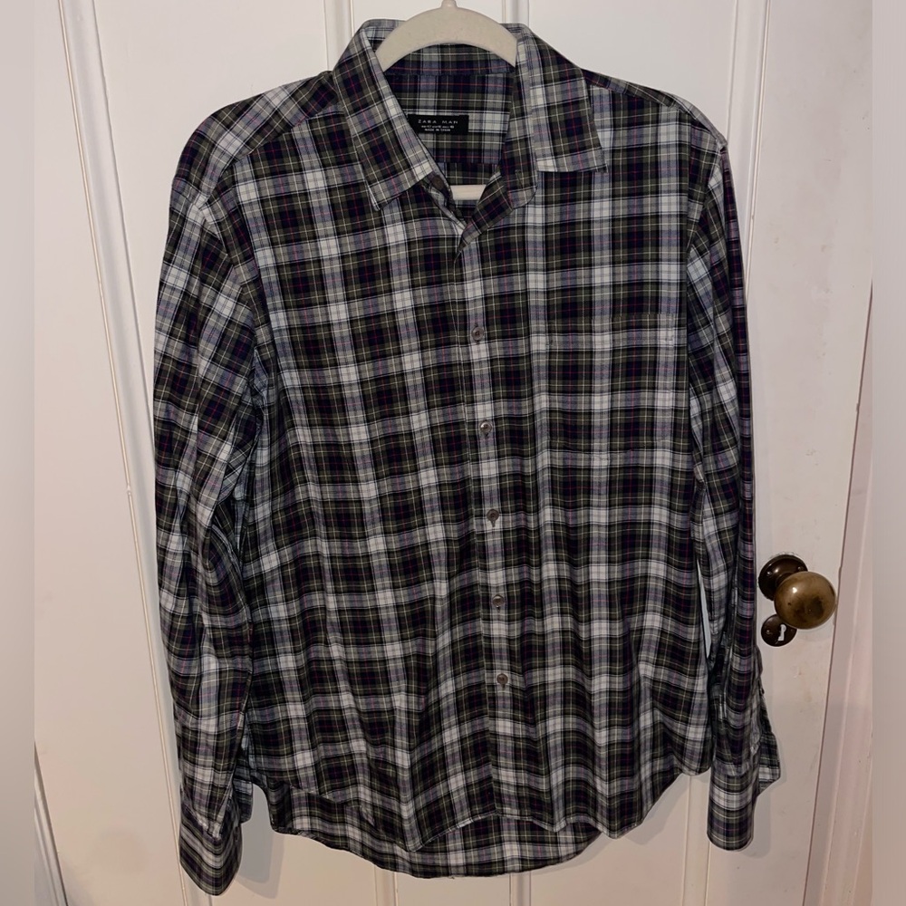 Vintage Zara Man Plaid Button Up Shirt